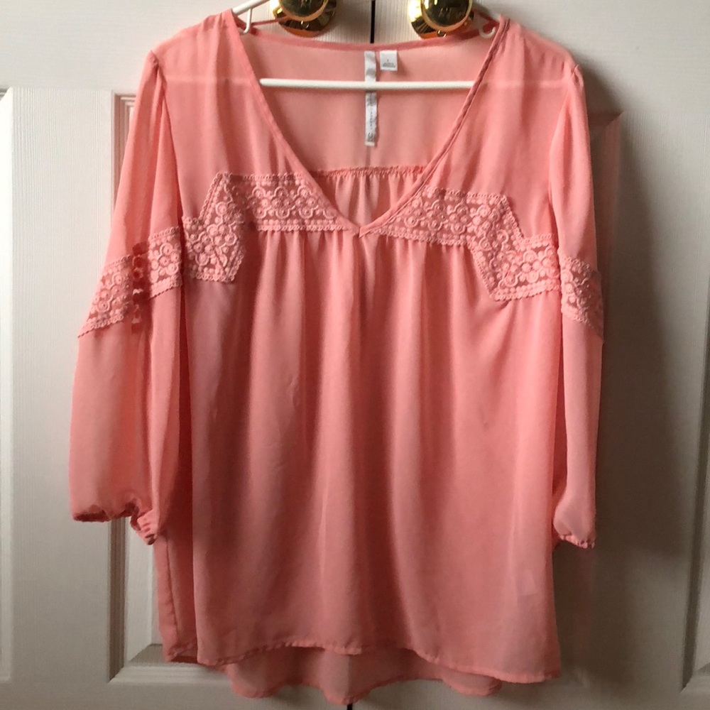 Coral sheer top